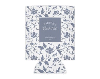 Enfriador de latas personalizado con diseño floral de Bach Club / Recuerdo personalizado para fiesta en la playa / Enfriador de latas con diseño floral de Bach Club / Recuerdo para despedida de soltera / Fiesta de despedida de soltera