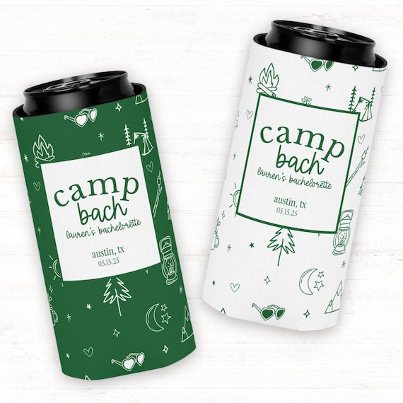 Custom Camp Bach Can Cooler: Bachelorette Party Favor