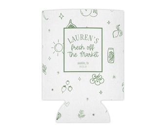 Farmers Market Bachelorette Can Cooler: Custom Bridal Party Favor