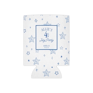Personalized 4th of July Stars Can Cooler | Custom Patriotic Drink Holder | Stars Pattern Can Cooler | Fourth of July | Independence Day
