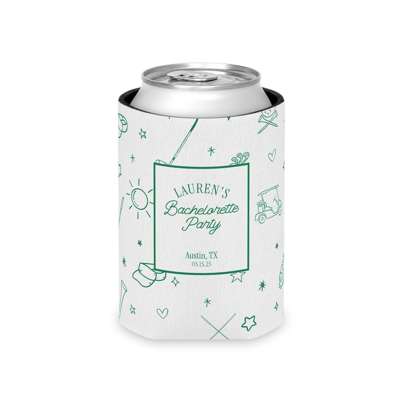 personalized Can cooler, bachelorette golf, golf can cooler, custom can sleeve, golf party favor, last swing ring, bride party gift, custom golf gift, bach party can cooler, bride golf gift, golf bach gift, golf bach trip, par tee Bach bash