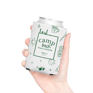 camp bach decor, bach can cooler, custom can cooler, bach favors, bachelorette cozies, beach bachelorette, camp bachelorette, bachelorette decor, bachelorette party, bridal party, bridal party gifts, custom party favor, custom party favors