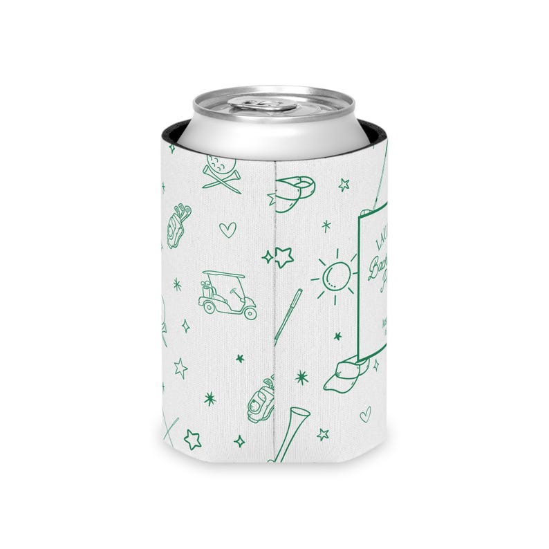 personalized Can cooler, bachelorette golf, golf can cooler, custom can sleeve, golf party favor, last swing ring, bride party gift, custom golf gift, bach party can cooler, bride golf gift, golf bach gift, golf bach trip, par tee Bach bash