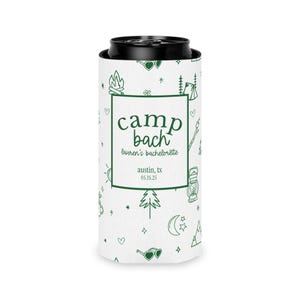 camp bach decor, bach can cooler, custom can cooler, bach favors, bachelorette cozies, beach bachelorette, camp bachelorette, bachelorette decor, bachelorette party, bridal party, bridal party gifts, custom party favor, custom party favors