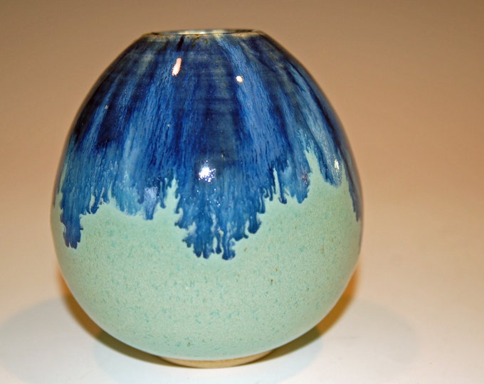 Pottery Vase With Blue and Green Glaze Etsy