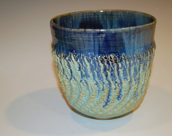 Ceramic Bowl, Stoneware Pottery Bowl, Textured Art Ceramic Bowl, Blue and Green Mixing Bowl, Ceramics and Pottery