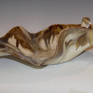 Ceramic Bowl, Pottery Vessel, Pottery Handmade, Slab Pottery, Ceramic Sculptural Form, White and Gold, Ceramics and Pottery image 4