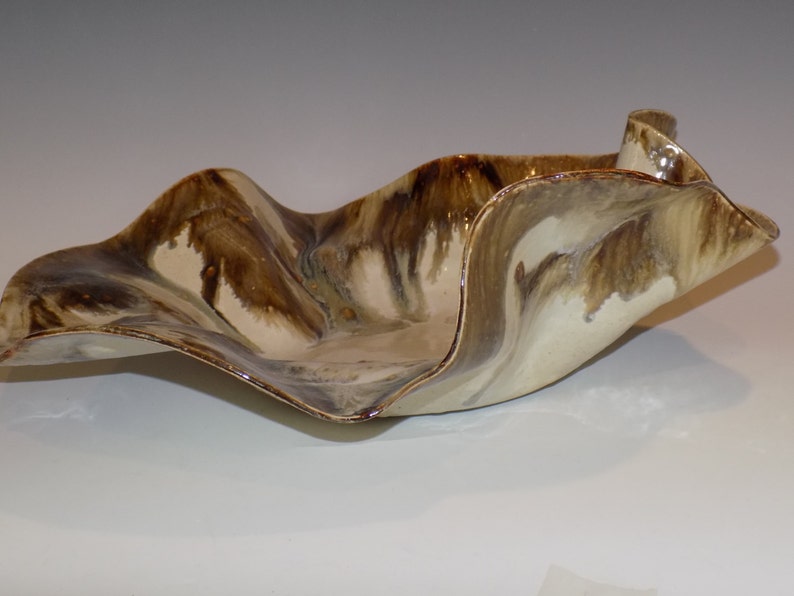 Ceramic Bowl, Pottery Vessel, Pottery Handmade, Slab Pottery, Ceramic Sculptural Form, White and Gold, Ceramics and Pottery image 4