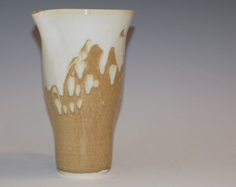 Pottery Vase, Home and Living, White and Gold, Ceramics and Pottery, Ceramic Vases, Trumpet Vase