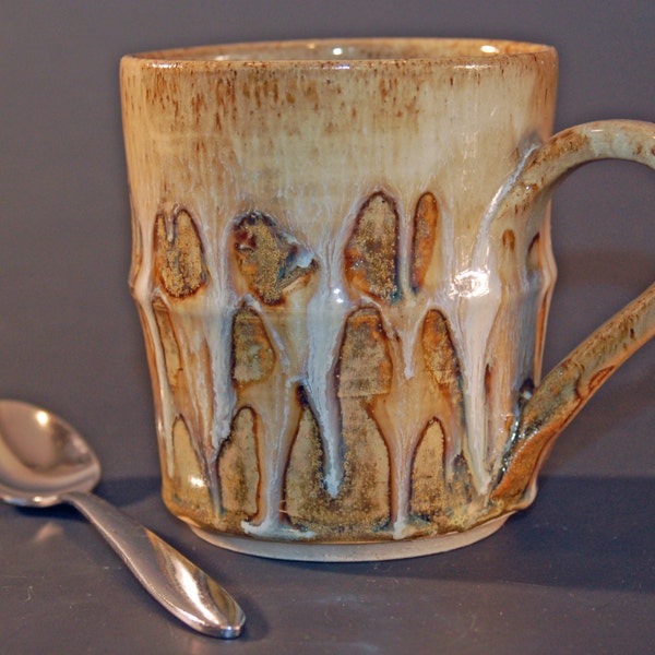 Large Coffee Mug, Large Pottery Mug, Ceramics and Pottery, Caramel & Cream Glazes