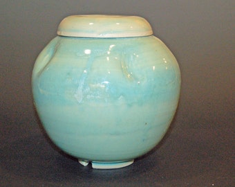 Ceramic Cookie Jar, Pottery Handmade, Celadon Green, Ceramics and Pottery Jar, Ginger Jar, Pet Urn, Lidded Jar
