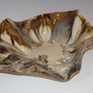 Ceramic Bowl, Pottery Vessel, Pottery Handmade, Slab Pottery, Ceramic Sculptural Form, White and Gold, Ceramics and Pottery image 3