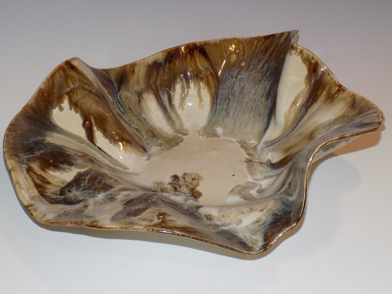 Ceramic Bowl, Pottery Vessel, Pottery Handmade, Slab Pottery, Ceramic Sculptural Form, White and Gold, Ceramics and Pottery image 3