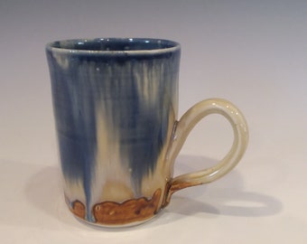 Coffee Mug, Ceramic Mug, Pottery Handmade, White and Gold and Blue, Ceramics and Pottery Mug, Tea Cup, Soup Mug, Pottery Coffee Mugs