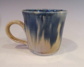 Coffee Mug, Ceramic Mug, Pottery Handmade, White and Gold and Blue, Ceramics and Pottery Mug, Tea Cup, Soup Mug, Pottery Coffee Mugs
