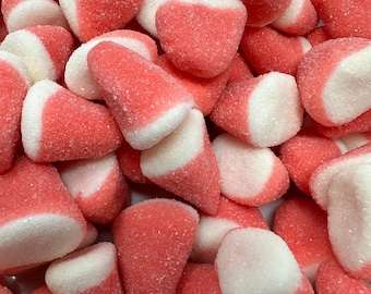 Swedish Strawberry Vanilla Drops | Pink & White Sugar-Coated Gummies | Gluten-Free Scandinavian Candy