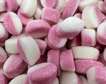 Bubs Mini Strawberry Vanilla Sour Ovals Swedish Candy Vegan Gummy Candy