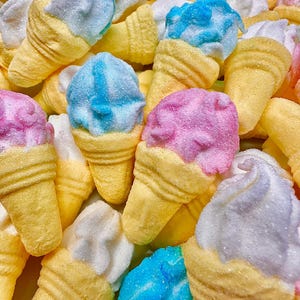 Marshmallow Ice Cream Cones, Vanilla Marshmallow, Mini Cones, Custom Candy