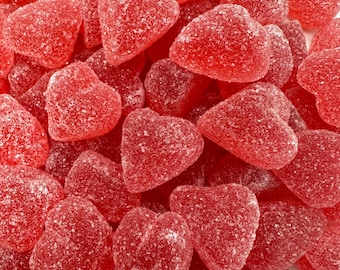 Swedish Sugar Sanded Raspberry Heart Candy | Scandinavian Jelly