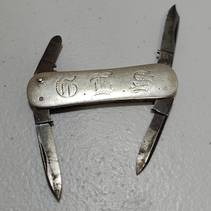 Vintage 1910&#39;s I•XL George Wostenholm four blade folding Gentleman&#39;s pocket knife, .925 Silver, Sheffield, England