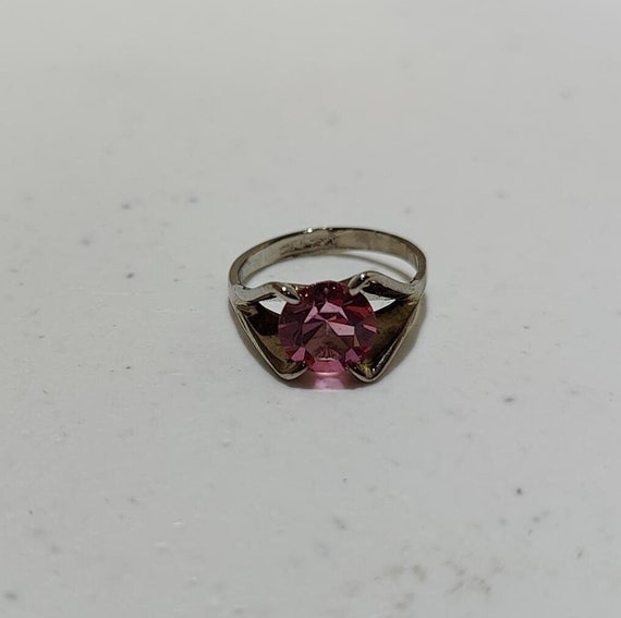 Espo 925 Cz Ring Vintage ESPO Sterling Silver Pink Cubic Zirconia