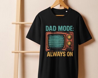 Dad Mode Always On T-Shirt, Funny Retro TV Shirt, Fathers Day Gift for Dad, Vintage Dad Joke Tee, Gift for Him, New Dad Shirt
