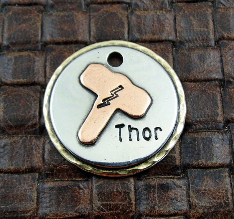 Hammer Thor dog id tag pet tag personalized dog tag Etsy