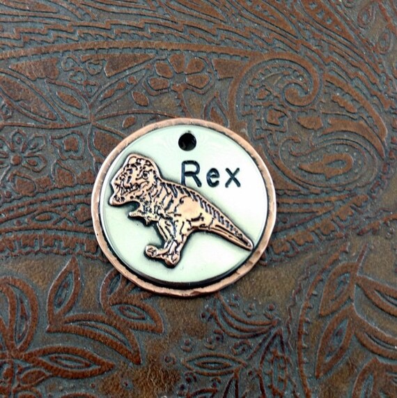 Cute Custom Pet ID Tag Dinosaur-Rex 