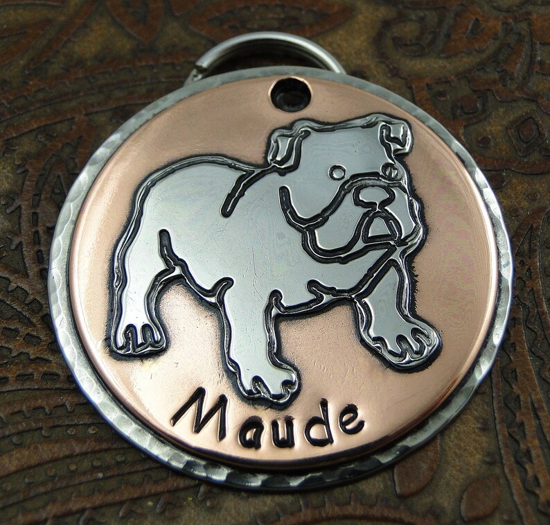 English Bulldog ID Tag Handmade Dog Tag Custom Pet Tag Dog Etsy