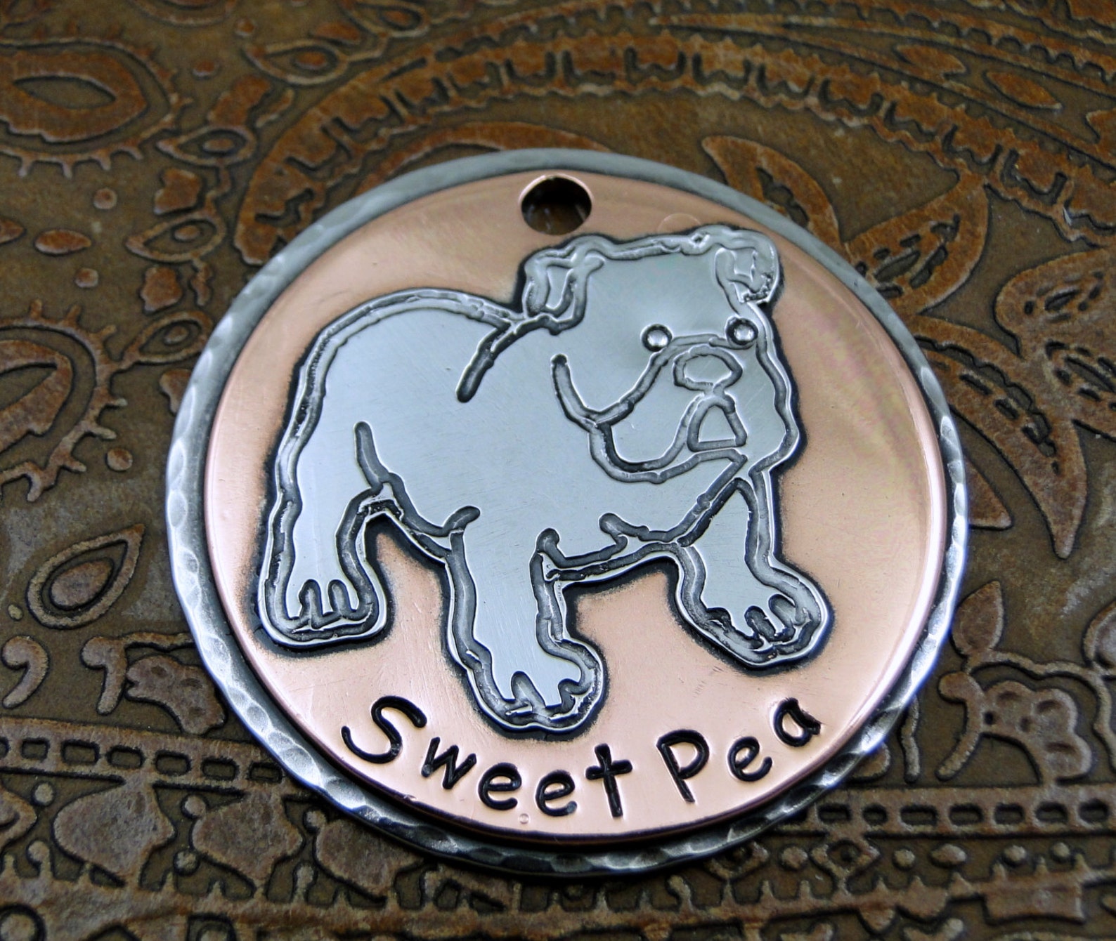 English Bulldog ID Tag Handmade Dog Tag Custom Pet Tag Dog Etsy