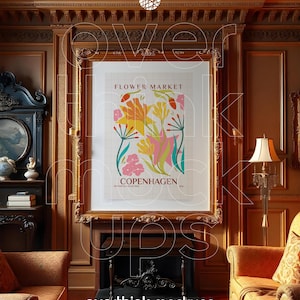 Gold Vintage Mockup Frame, Frame Mockup For Wall Art, Vintage Frame Din A Mockup For Artwork Display, Close Up Frame Mock Up For Posters