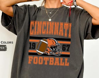 Comfort Colors Vintage Cincinnati Football T-Shirt, Cincinnati Shirt, Unisex Game Day Apparel, Football Season Clothing, Kids Football Shirt
