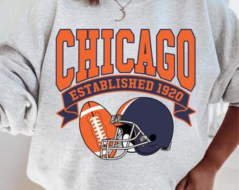 Vintage-Chicago-Fußball-Sweatshirt, Chicago-Fußball-Shirt, Spieltag-Sweatshirt, Chicago-Team-Fußball-Sweatshirt, Sonntag Chicago-Pullover