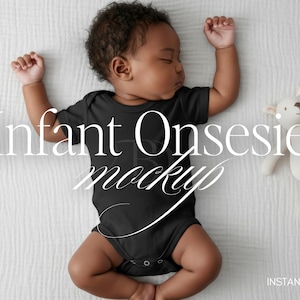 Baby Onesie Mockup 100B Infant Mockup Newborn Bella Canvas Onesie Black Baby Bodysuit Infant Mock up Rabbit Skins Bodysuit 4424 Mockup