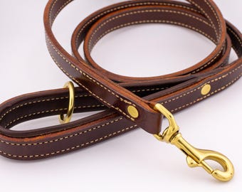 Handcrafted 5' Bridle Leather Dog Leash: Hermann Oak Leather