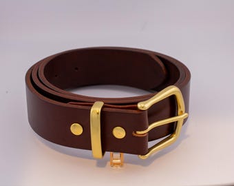 Handcrafted Bridle Leather Belt: 1.5" with Solid Brass Hardware