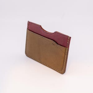 Tarjetero de piel de ternera cosido a mano y hecho a mano (cartera SXS)