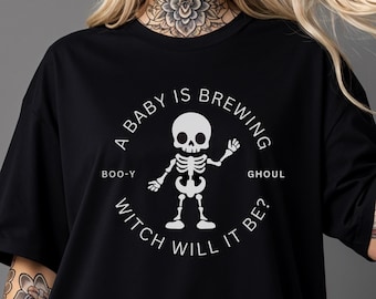 Camiseta de revelação do sexo do bebê no Halloween: camiseta de gravidez Boo-y ou Ghoul