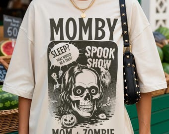 Camiseta Momby Zombie Mom: Camiseta de Halloween com cores confortáveis