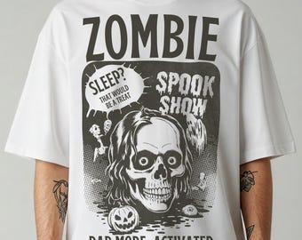 Camiseta de Halloween do pai zumbi: camiseta gráfica do pai assustador