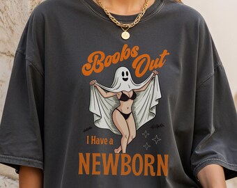 Camiseta engraçada de mamãe fantasma: camiseta retrô de Halloween para novas mães - cores confortáveis