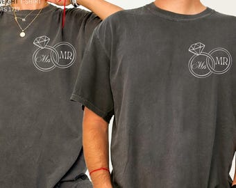 Mrs & Mr Comfort Colors Wedding Ring Shirt: Engagement Gift