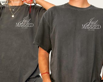Just Married Comfort Colors Hubby & Wifey Shirt: Engagement Gift