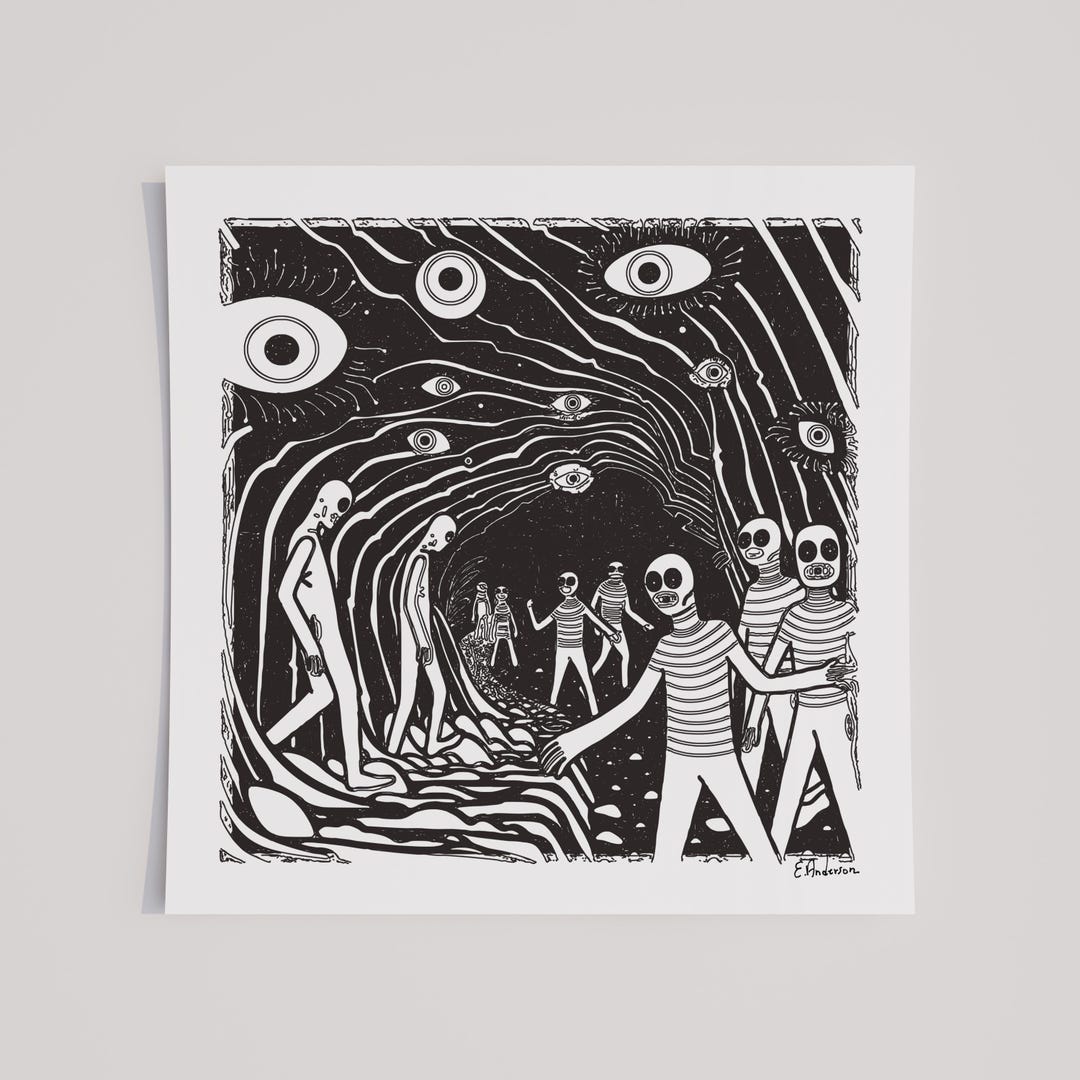 Liminal Rituals, Dark Surrealism Fantasy Ink Illustration, Psychedelic ...