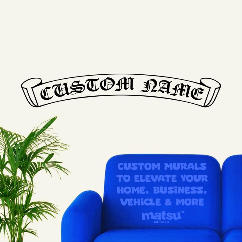 Designer Hypebeast "Custom Text" Old English Banner Wall Decal + Free Sticker Pack image 1
