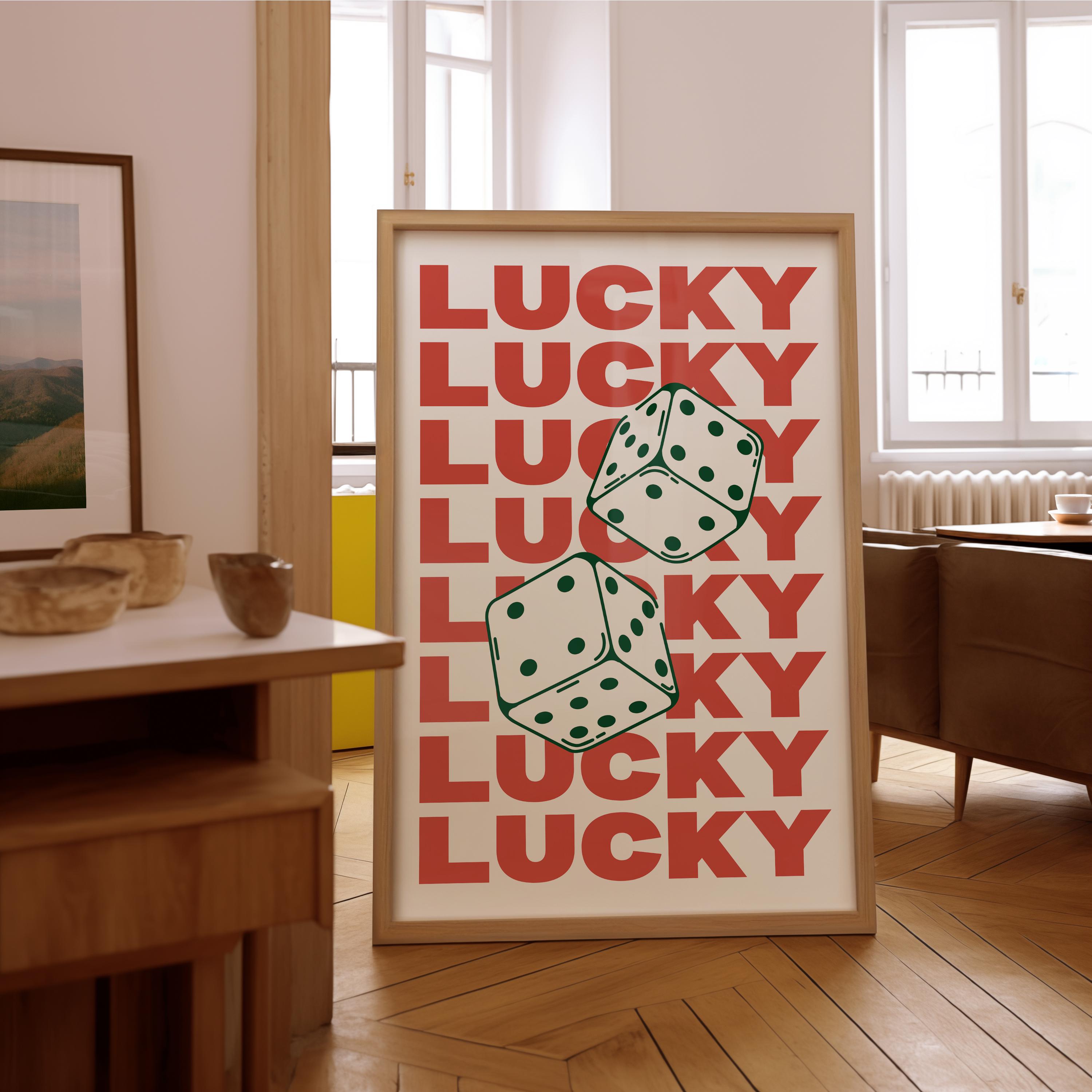 Lucky Dice Print Retro Trendy Digital Wall Art Poster