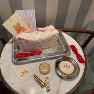 Butter floral makeup pouch
