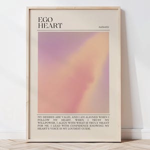 Fortalece tu aura con afirmaciones de nubes de ensueño: póster imprimible de Autoridad de Diseño Humano para el ego y el corazón.