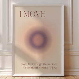 Poster con citazione di affermazione dell'aura di pace interiore positiva e stimolante - Decorazione eclettica per casa e ufficio Stampa artistica da parete motivazionale Decorazione boho - I MOVE