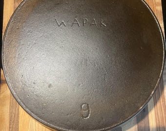 Vintage Wapak #9 Cast Iron Skillet: Restored Antique Frying Pan